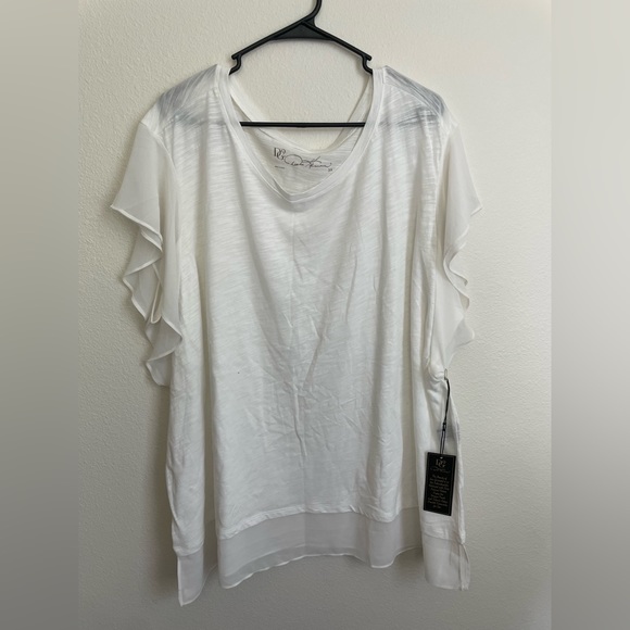 DG2 White Sheer Ruffle Top - Picture 1 of 10